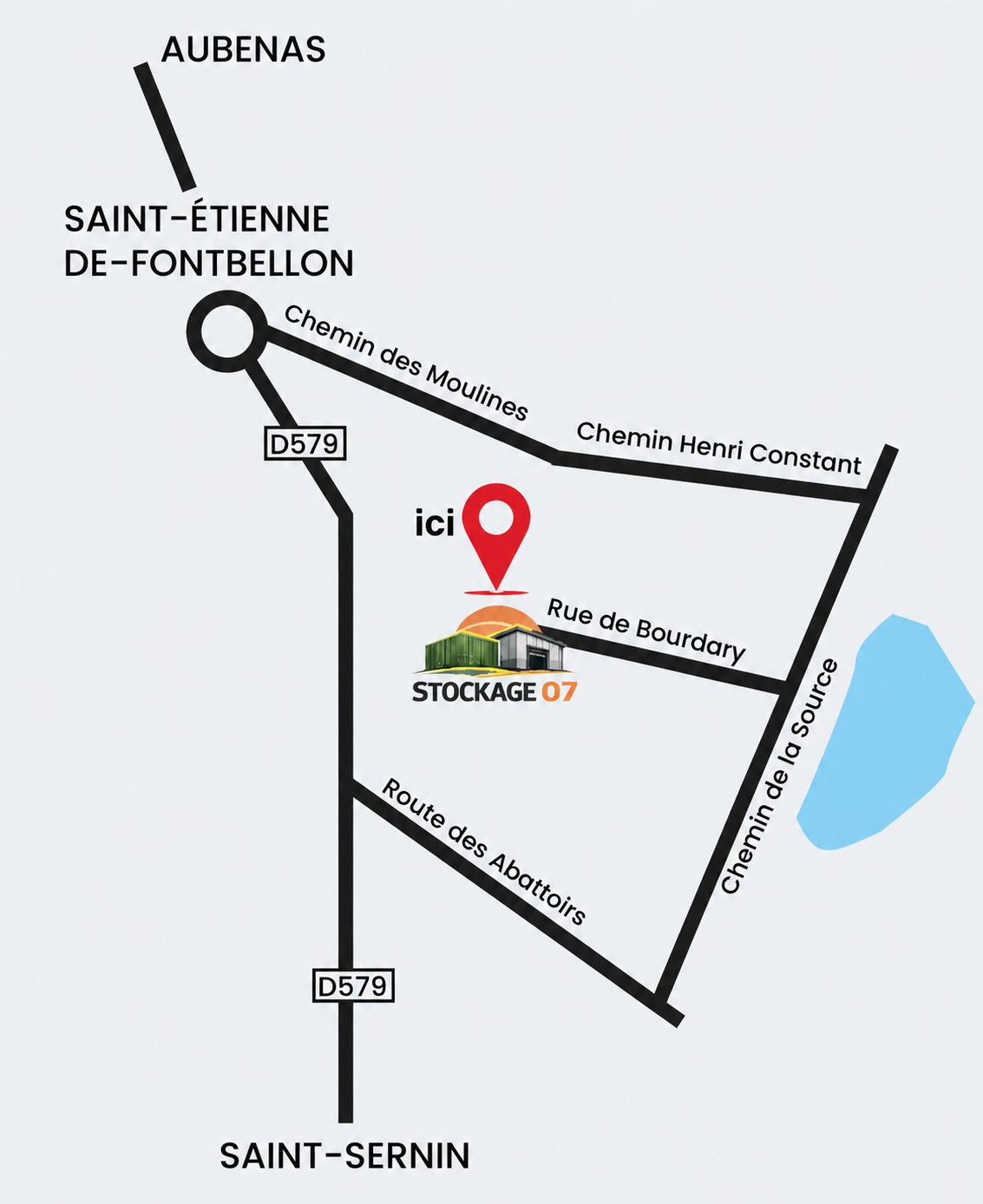 Plan simplifié pour rejoindre STOCKAGE 07 à Aubenas